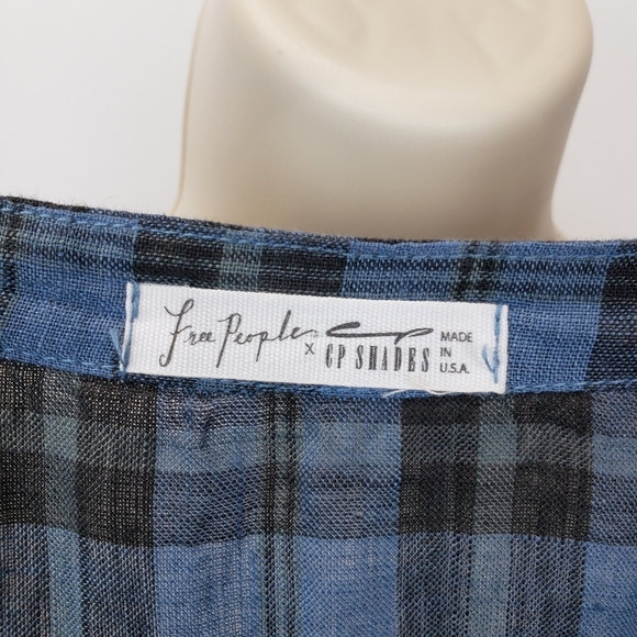 CP Shades x Free People Yoko Tunic Long Sleeve Line Dress Blue Plaid Lagenlook M - Picture 7 of 10
